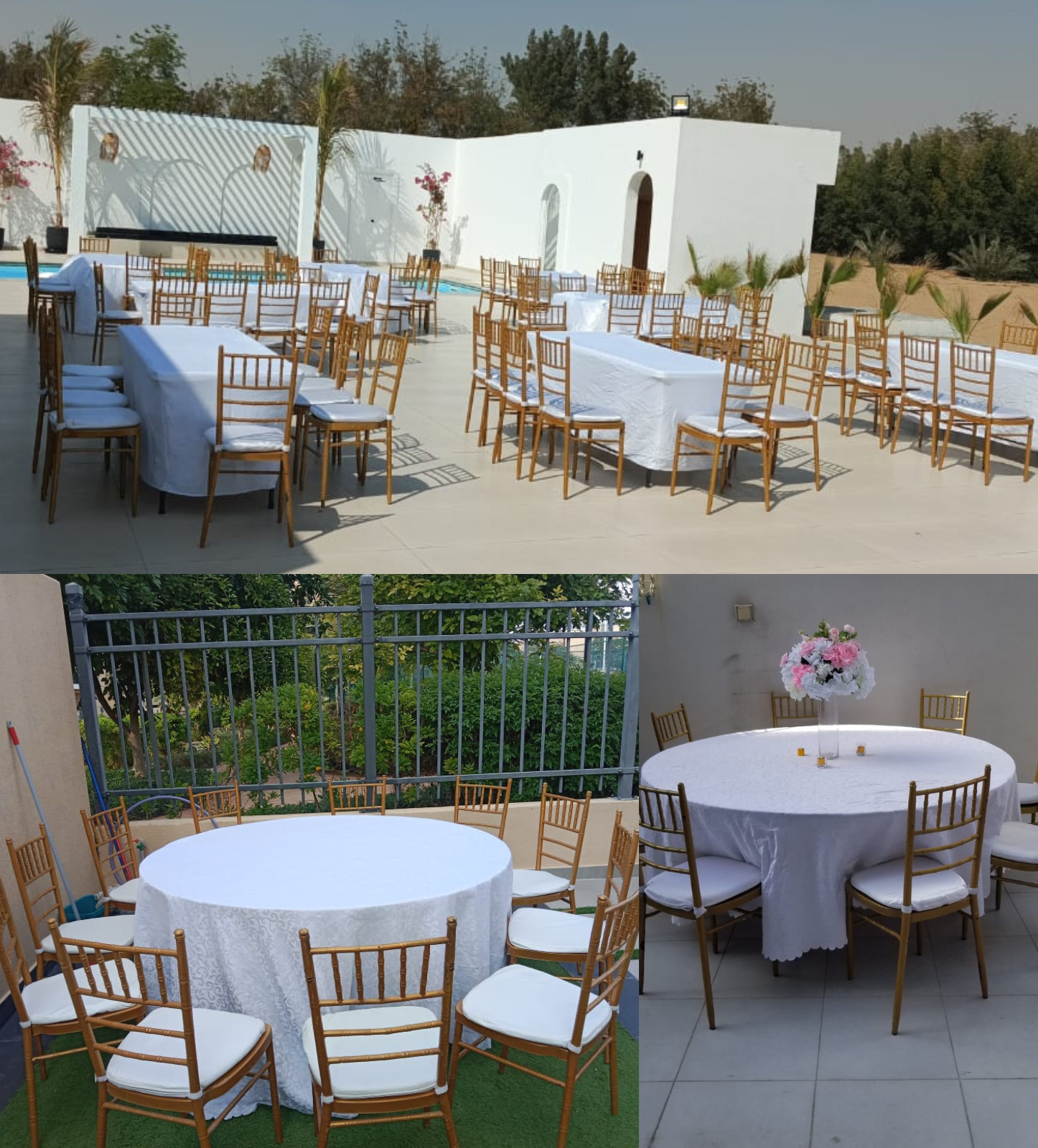 Event setup with chairs and tables rental in Dubai